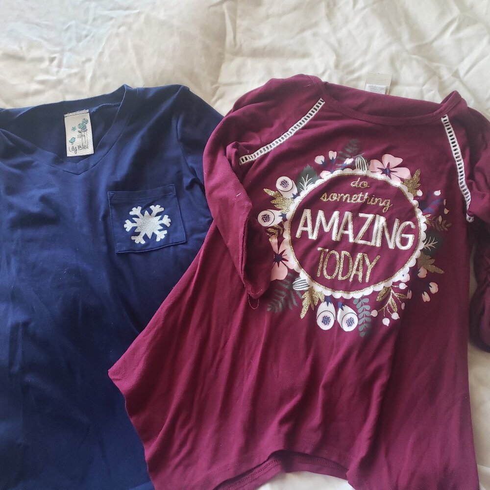 2 Girl's Lily Bleu Long Sleeve Shirts Size S (7/8)